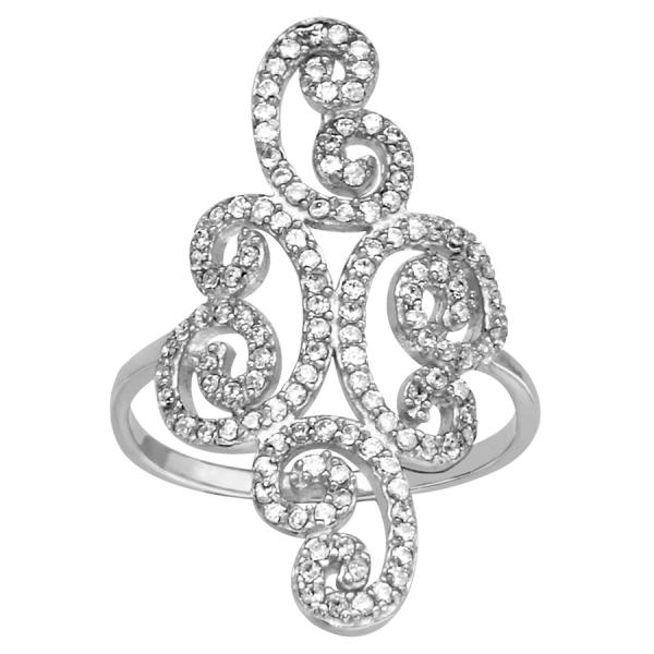 Bague Argent 925 et Zirconium Sertis Arabesque 