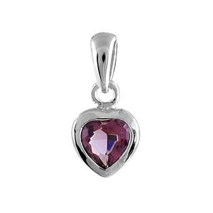 Pendentif Argent 925 et Zirconium Violet Coeur