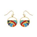 Boucles d'oreilles Acier 316 L Doré Jaune avec Résine Multicouleur