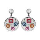 Boucles d'oreilles Acier 316 L avec Nacre Motif Rond Résine Multicolore