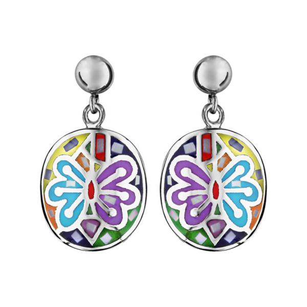 Boucles d'oreilles Acier 316 L avec Nacre Forme Ovale Papillon Multi-Couleur