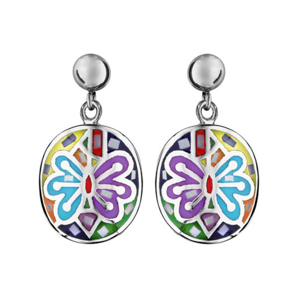 Boucles d'oreilles Acier 316 L avec Nacre Forme Ovale Papillon Multi-Couleur