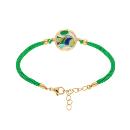 Bracelet Acier 316 L Doré Jaune avec Résine Verte et Bleu Cordon Vert