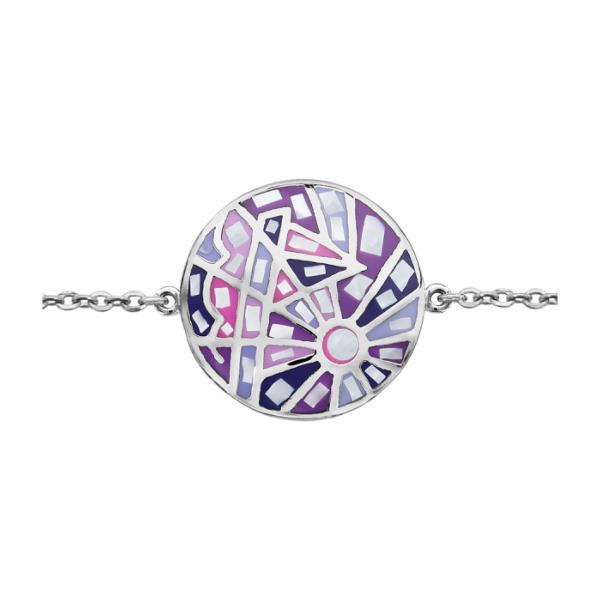 Bracelet Acier 316 L Rond Dégradé Violet Rose avec Nacre 