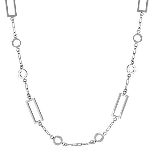 Collier Acier 316 L Motifs Géométriques Ronds et Rectangles