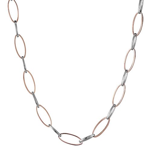 Collier Acier 316 L Rose Bicolore Maillons Fins