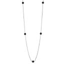 Collier Sautoir Acier 316 L 5 Boules Agate Noire 110 cm