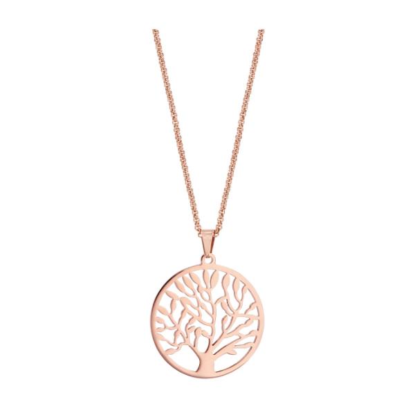 Collier Acier 316 L Rosé Pendentif Arbre de Vie