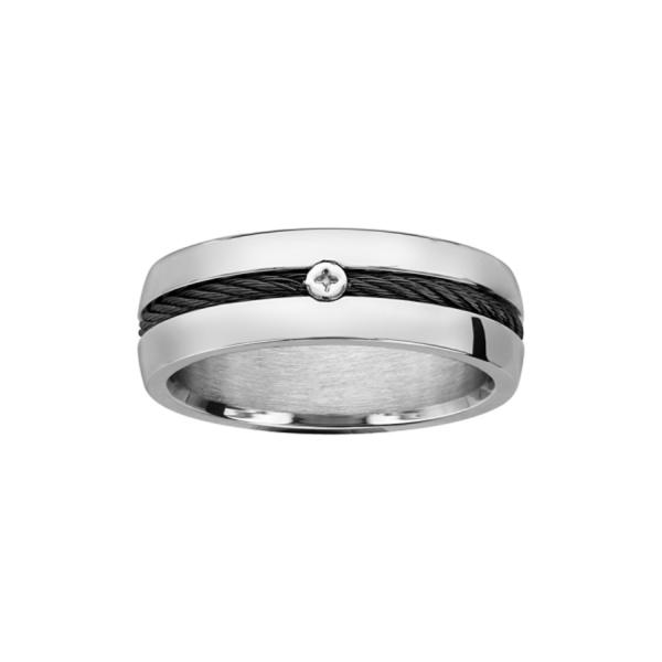 Bague Acier 316 L Vis et Cable Noir 