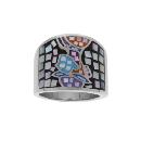 Bague Acier 316 L Visage Multicolore avec Nacre 