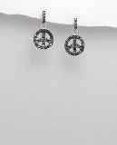 Boucles d'oreilles Argent 925 et Zirconium Noir Peace