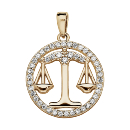 Pendentif Vermeil Zodiaque Balance Contour Zirconium Sertis  