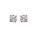 Boucles d'Oreilles Plaqué Or Rose 925 Zirconium Blanc 4 Griffes