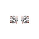 Boucles d'Oreilles Plaqué Or Rose 925 Zirconium Blanc 4 Griffes