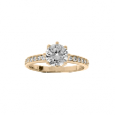 Bague Plaqué Or Solitaire Zirconium Blancs