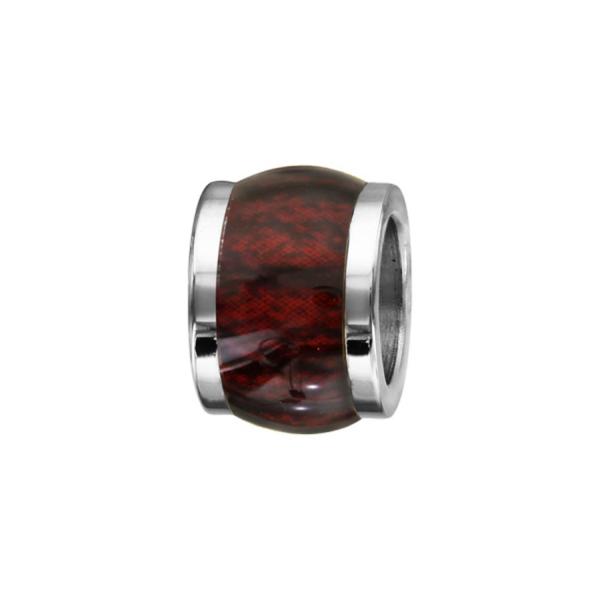 Charms Acier 316L Forme Tonneau Imitation Bois Marron Foncé 