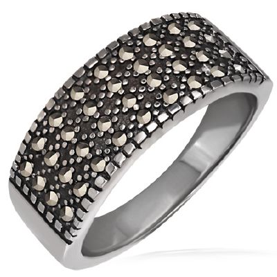 Bague Acier 316 L et Marcasite 