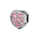 Charms Argent 925 Coeur avec Zirconium Rose