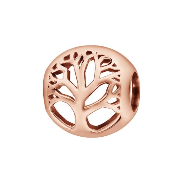 Charms Argent 925 Boule Ajouré Arbre de Vie Dorure Rose