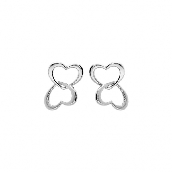 Boucles d'Oreilles Argent 925 Double Cœur Entremêlé 