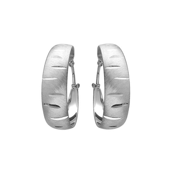 Boucles d'oreilles Argent 925 Créole Striée 25 mm