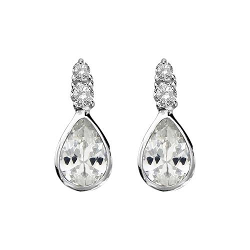 Boucles d'oreilles Argent 925 et Zirconium Forme Goutte Blanc