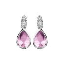 Boucles d'oreilles Argent 925 et Zirconium Forme Goutte Rose