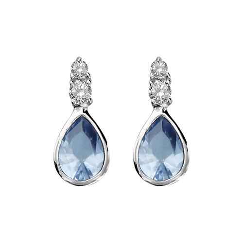 Boucles d'oreilles Argent 925 et Zirconium Forme Goutte Bleu