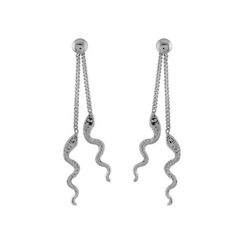 Boucles d'oreilles Argent 925 Double Chaines Serpents