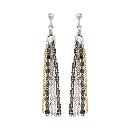 Boucles d'oreilles Argent 925 Multi-Chaines Fantaisie Couleur Jaune Gris Noir