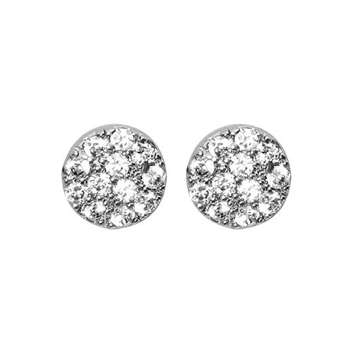 Boucles d'oreilles Argent 925 Pastille Zirconium Sertis Blanc