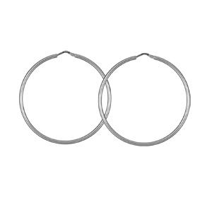 Boucles d'oreilles Argent 925 Rhodié Créole Tube 2 mm Diam. 45 mm