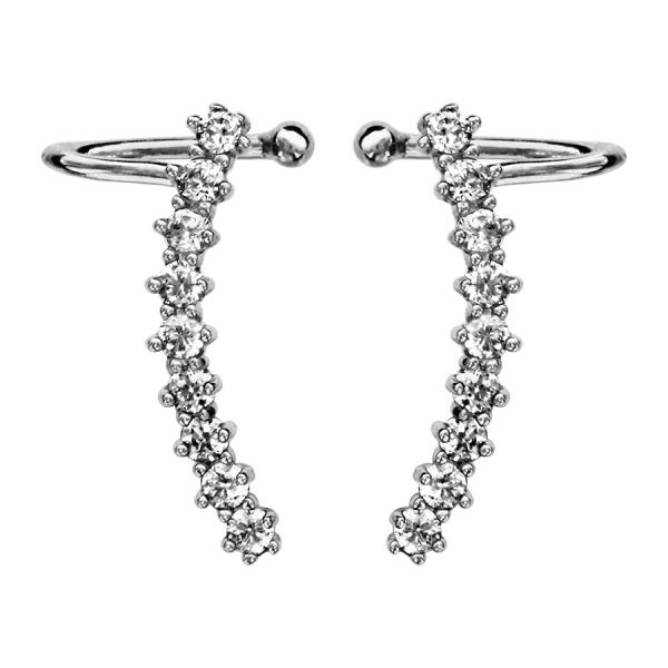 Boucles d'oreilles de Lobe Argent 925 et Zirconium Tige Arrondie