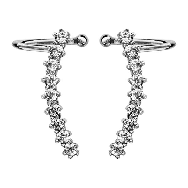 Boucles d'oreilles de Lobe Argent 925 et Zirconium Tige Arrondie