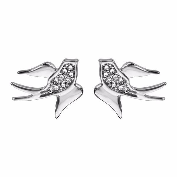 Boucles d'oreilles Argent 925 Hirondelle Zirconium Sertis