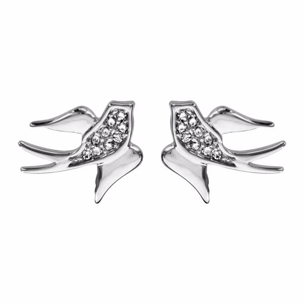 Boucles d'oreilles Argent 925 Hirondelle Zirconium Sertis