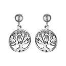 Boucles d'oreilles Argent 925 Rondelle Arbre de Vie Zirconium Blanc