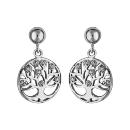 Boucles d'oreilles Argent 925 Rondelle Arbre de Vie Zirconium Blanc