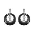 Boucles d'oreilles Argent 925 Rond Céramique Noire avec Infini Zirconium