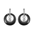 Boucles d'oreilles Argent 925 Rond Céramique Noire avec Infini Zirconium