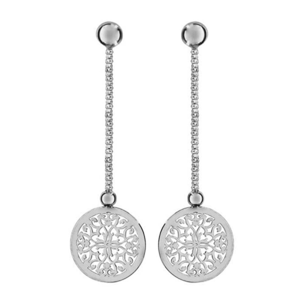Boucles d'oreilles Argent 925 Pendante avec Rondelle Ajourée