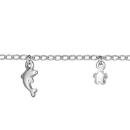 Bracelet Argent 925 Pampilles Dauphins + Fleurs