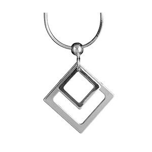 Collier Argent 925 Double Carrés en Diagonale