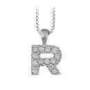 Collier + Pendentif Argent 925 et Zirconium Lettre R