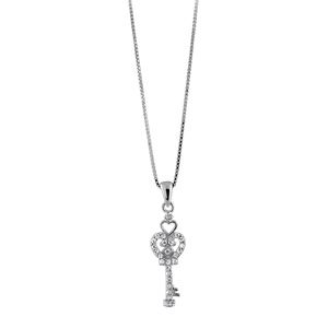 Collier + Pendentif Argent 925 et Zirconium Blanc Clef