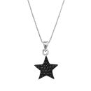 Collier Argent 925 Pendentif Etoile Résine Strass Noir