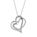 Collier + Pendentif Argent 925 et Zirconium Double Coeur