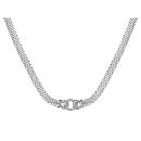 Collier Argent 925 Maille Milanaise Motif Boucles Entremêlé avec Zirconium