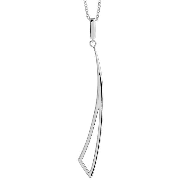 Collier Argent 925 + Pendentif Forme Géométrique Virgule Evidée