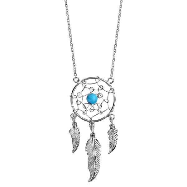 Collier Argent 925 Attrape Rêves avec Boule Turquoise